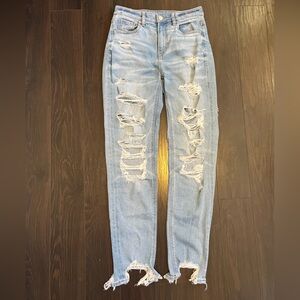 American Eagle Outfitters Distressed Light Blue Denim